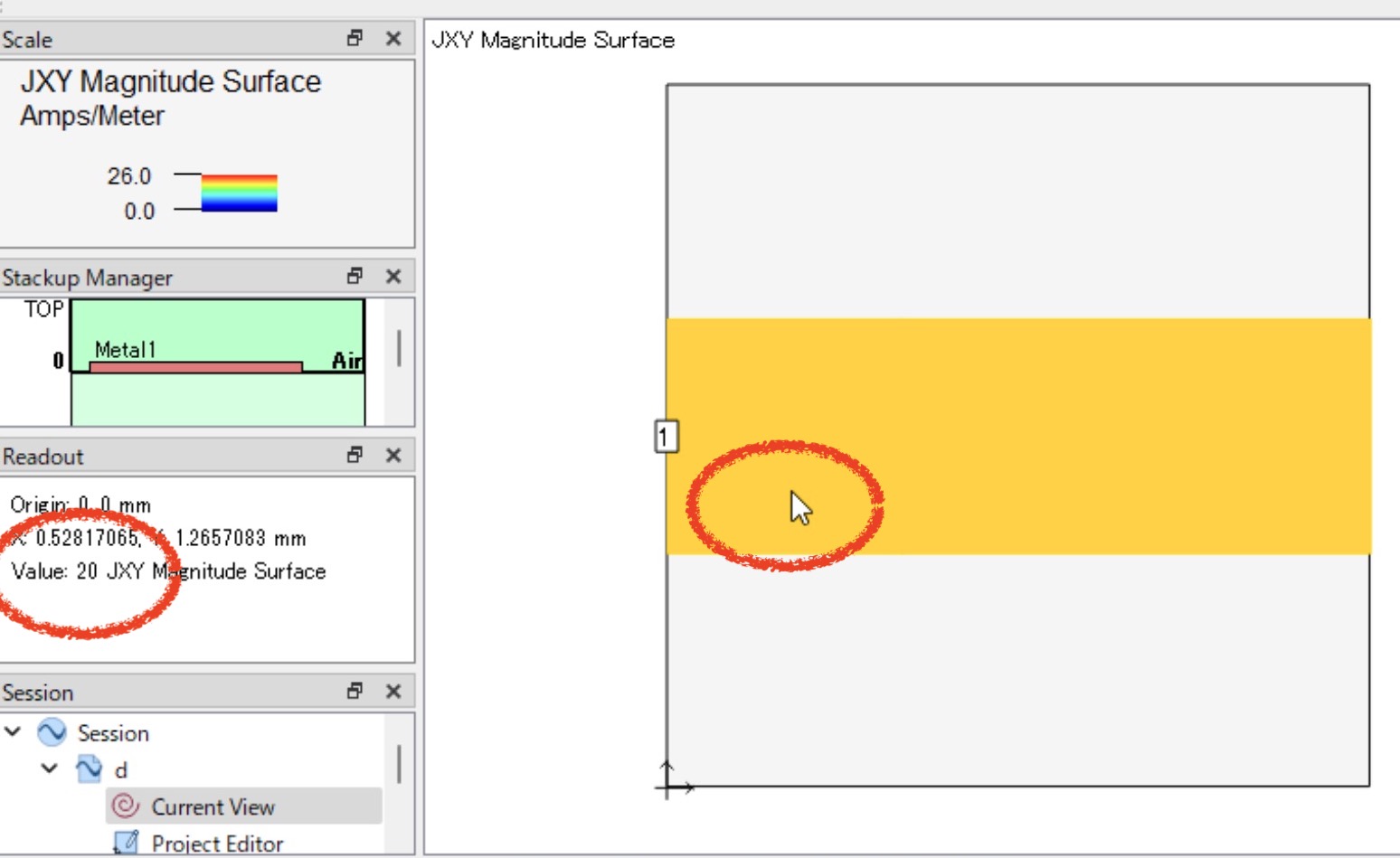 ソネット技研 電流密度分布の表示と読み取り